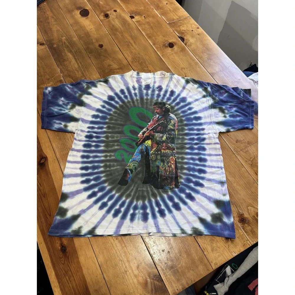 Vintage 1999 Santana Carlos Tie-Dye T-Shirt Gildan XL Each Living Cell Quote